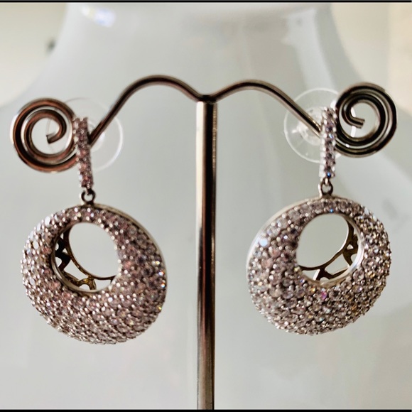 ❤️ Jean Dousset Sterling Silver 925 Pave CZ Dangle Earrings. Gorgeous - Picture 5 of 8